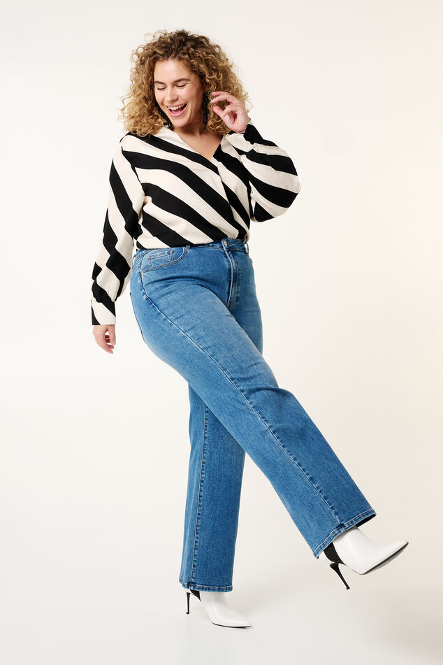 Dames Jeans met wijde pijpen Stonewash Denim | MS Mode
