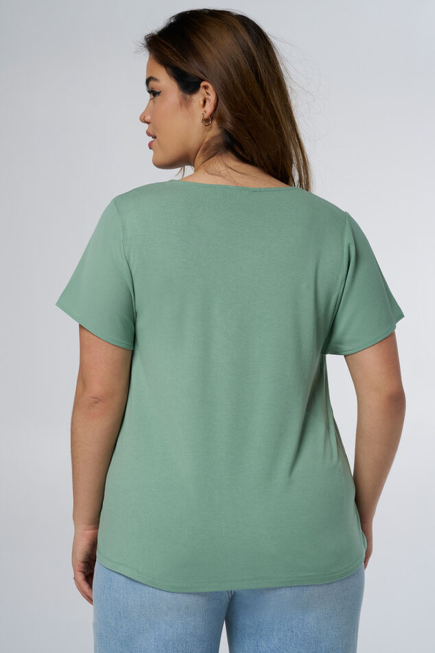 Dames T-shirt met details bij de kraag Mint | MS Mode