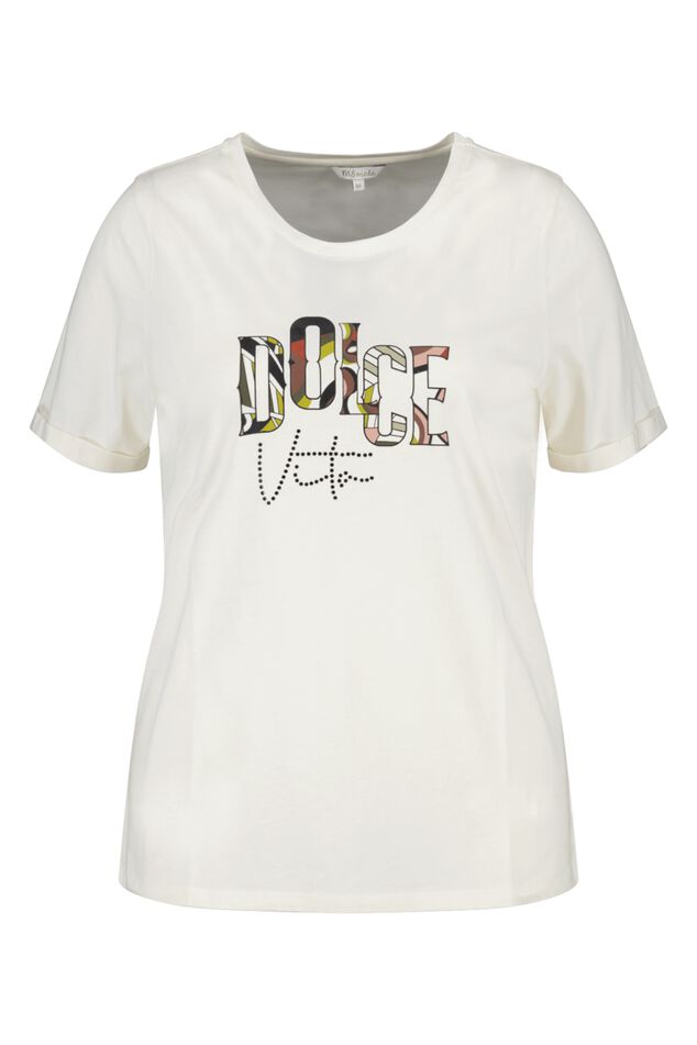Dames T-shirt met opdruk Cream | MS Mode