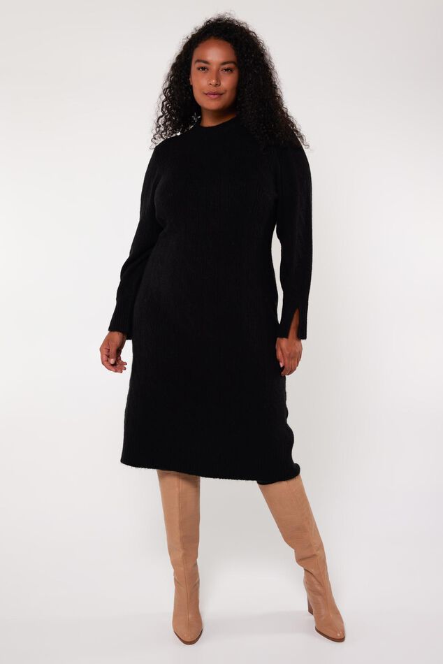Dames Gebreide jurk Zwart | MS Mode
