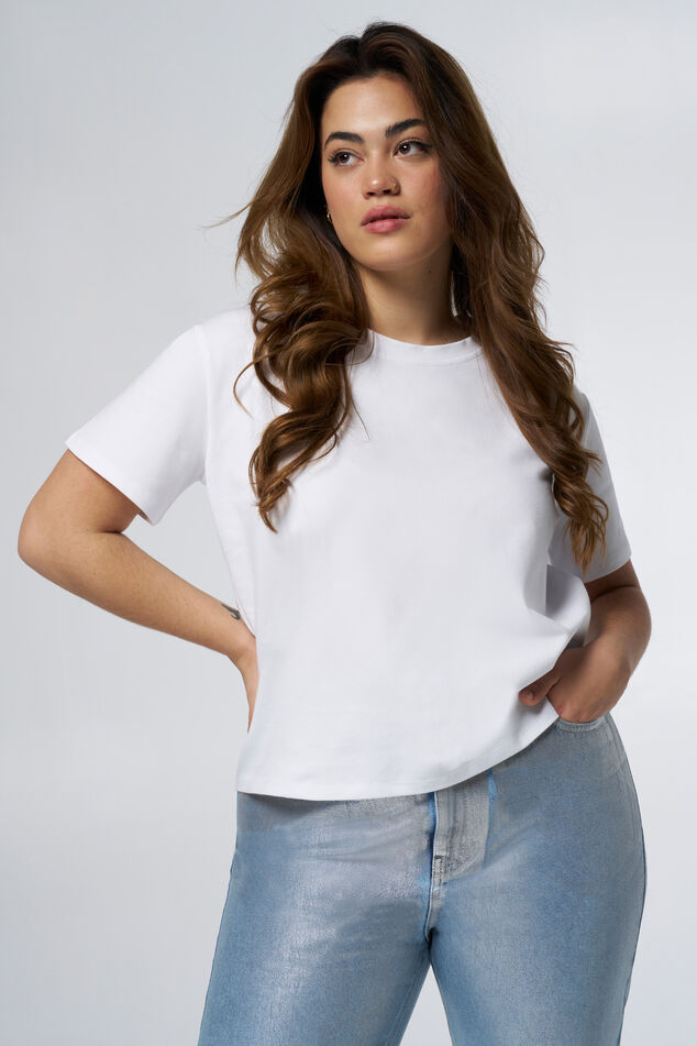 Dames Ruimvallende korte t-shirt Wit | MS Mode