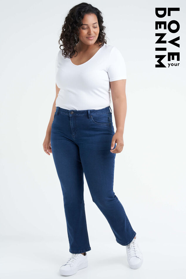 Dames Straight leg jeans LILY 30 inch Dark Denim | MS Mode