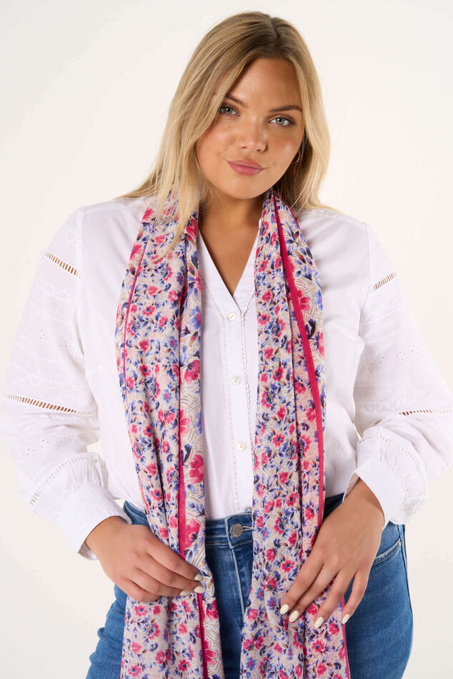 Dames Sjaal met bloemenprint Multi Pink | MS Mode