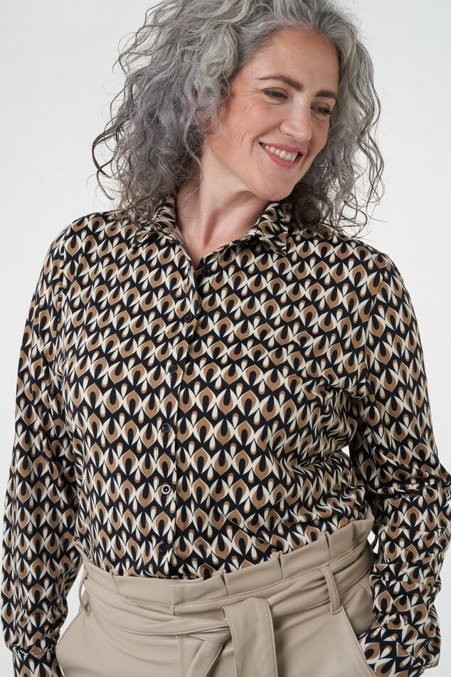 Dames Jersey blouse met print Multi Neutraal | MS Mode