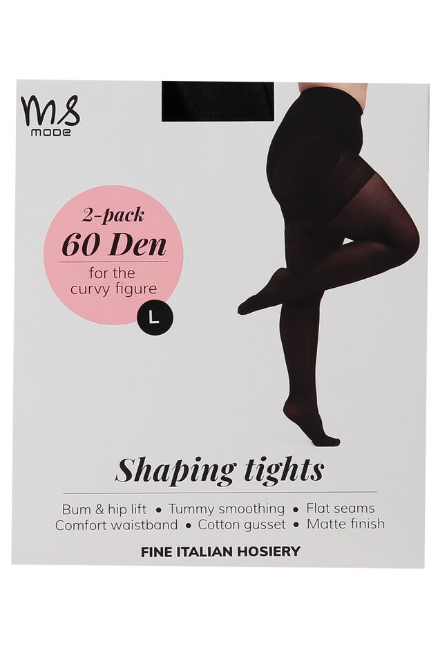 Dames 2-pack Shaping panty 60 denier Zwart | MS Mode