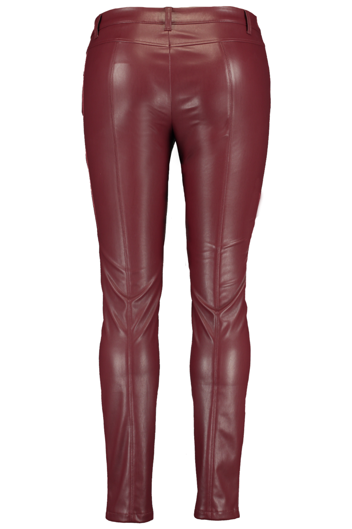 Dames Imitatieleren broek Donker rood | MS Mode