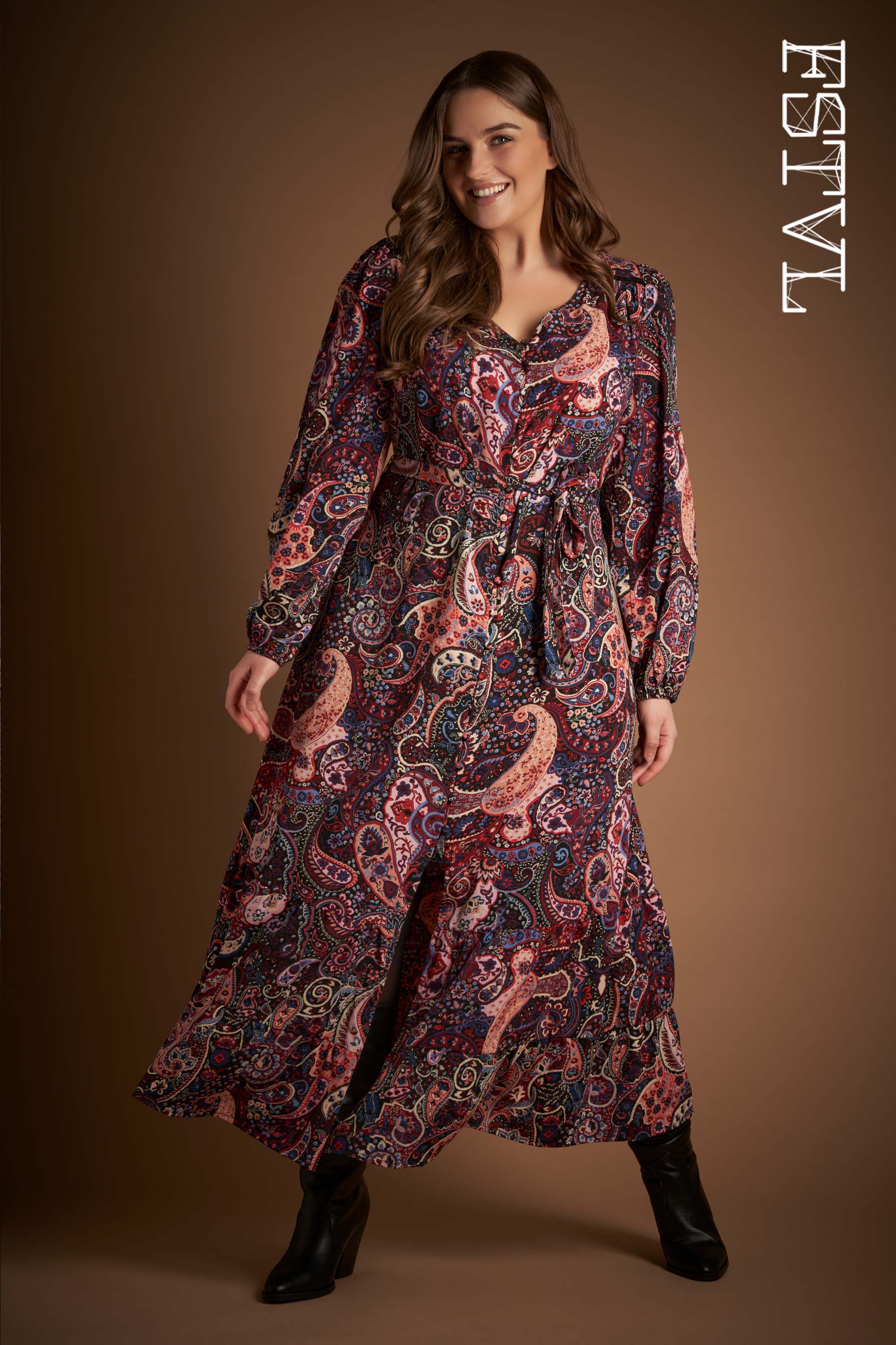 Dames Lange jurk met print | MS Mode