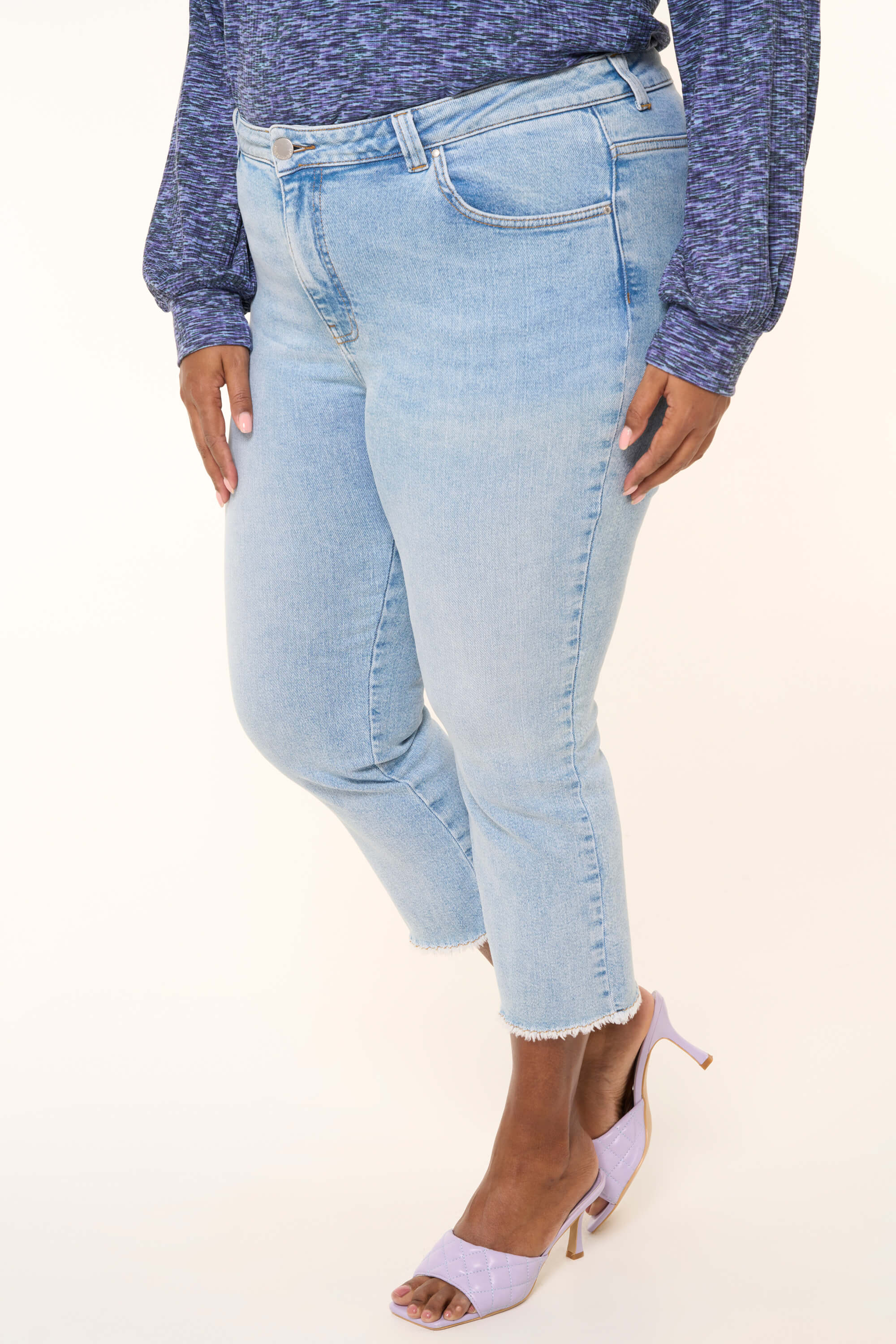 Dames Cropped jeans Bleached Denim | MS Mode
