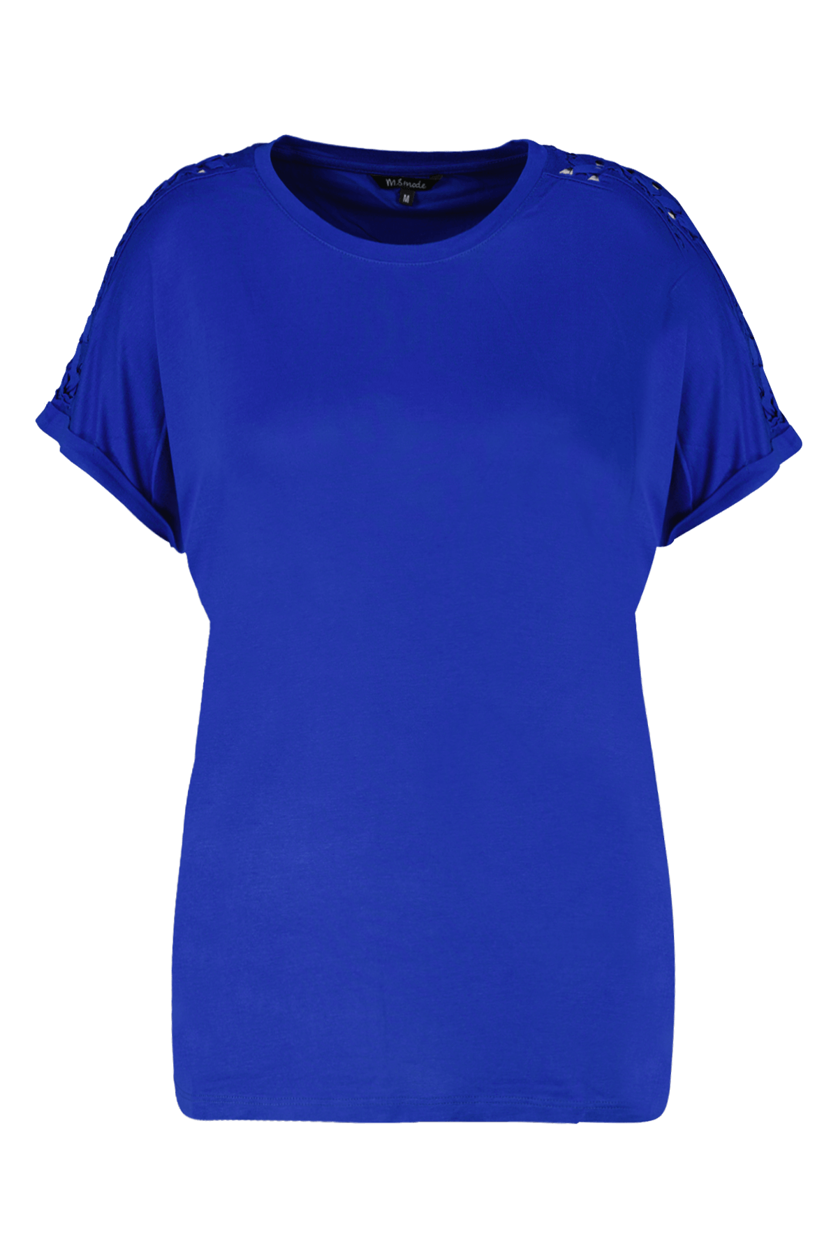 Dames T-shirt met gevlochten details Kobalt blauw | MS Mode