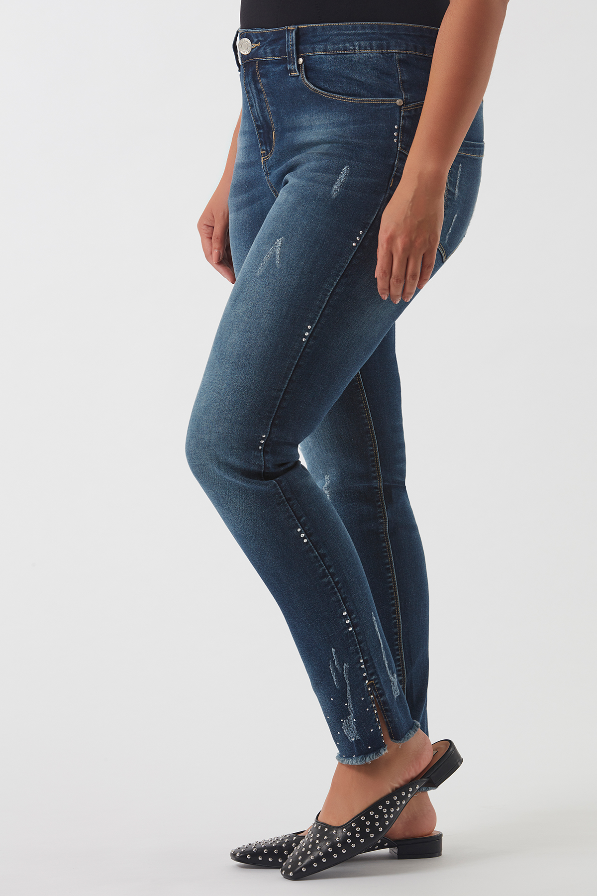 Dames BOTTOM LIFT jeans met strass stenen | MS Mode