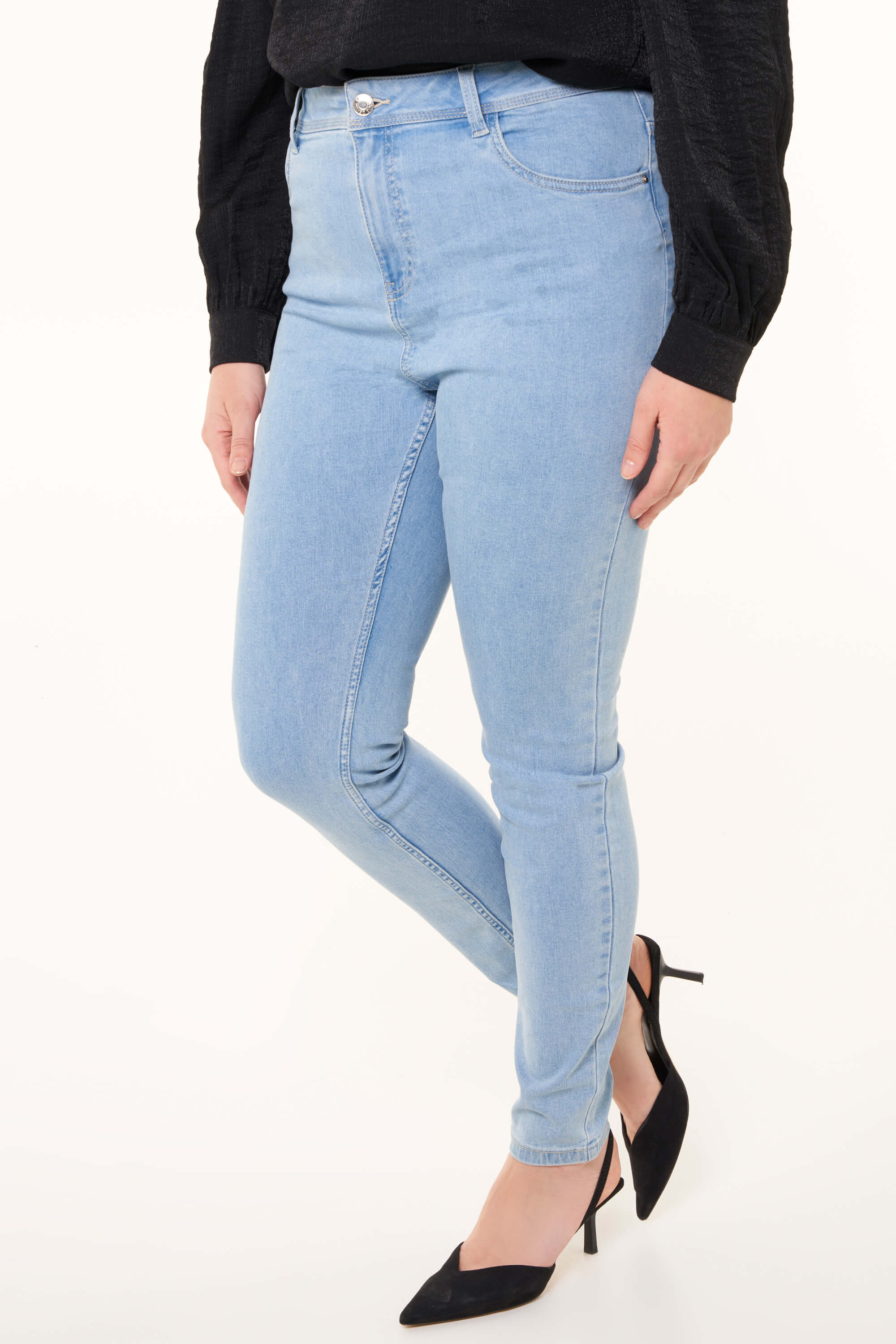 Dames Skinny leg high waist jeans CHERRY Bleached Denim | MS Mode