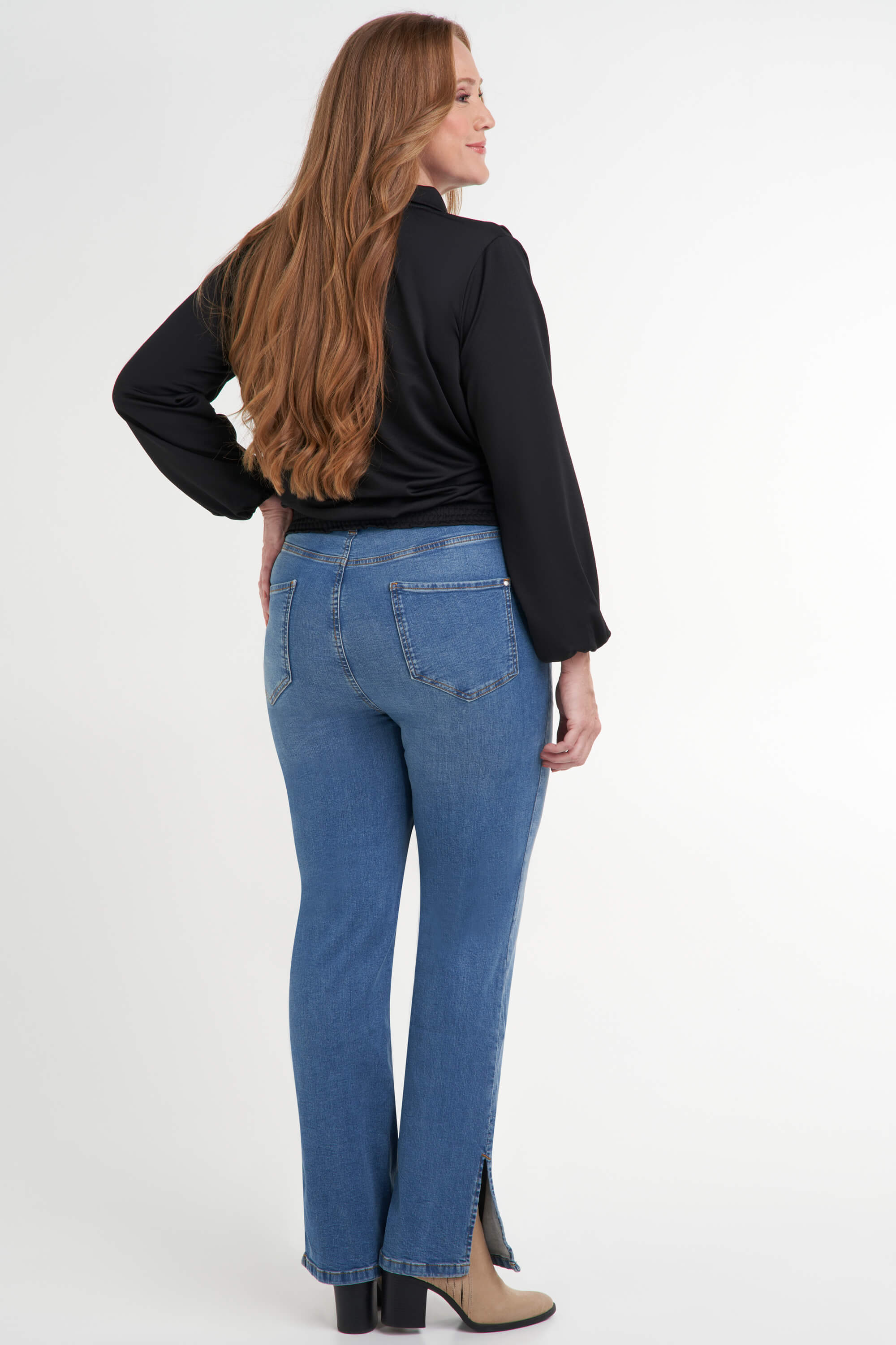 Dames High waist jeans met split | MS Mode
