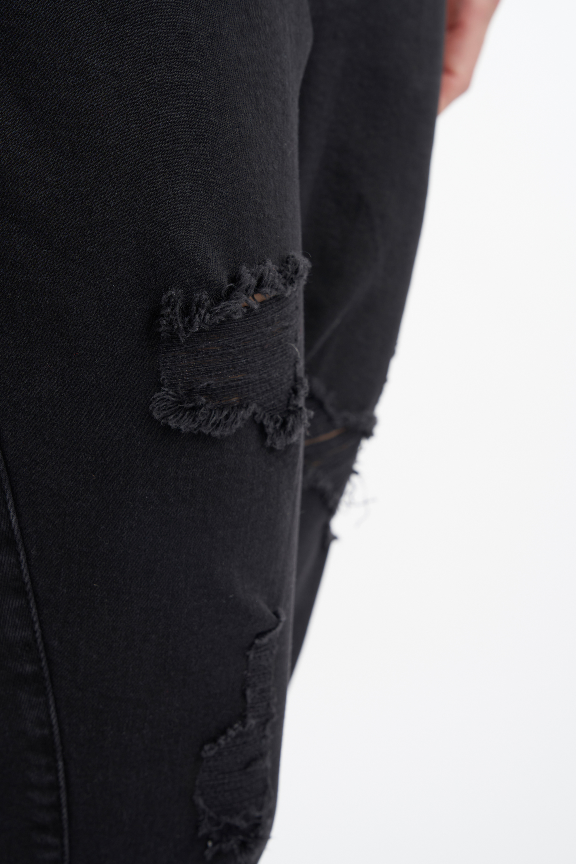 Dames Jeans met destroyed detail Zwart | MS Mode